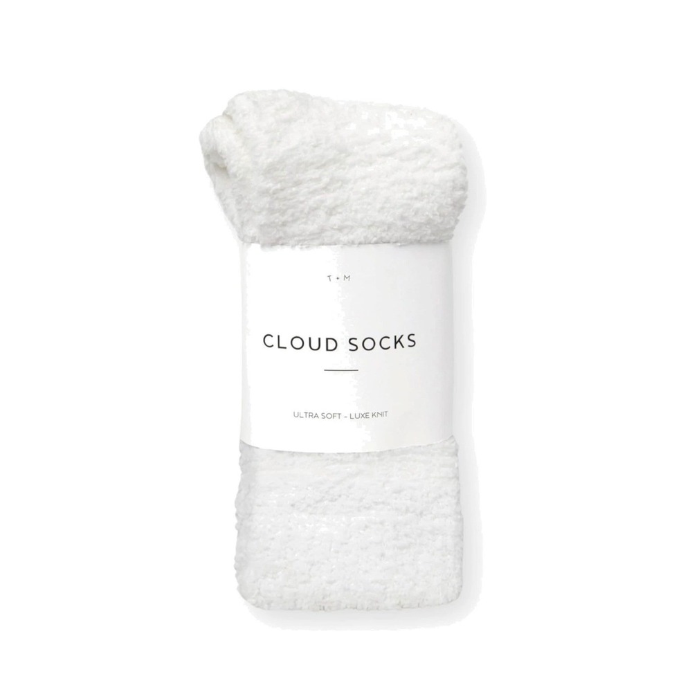 T+M Cloud Socks Ultra Soft Luxe Knit Womens White Cozy Comfy Minimalist Warm NWT